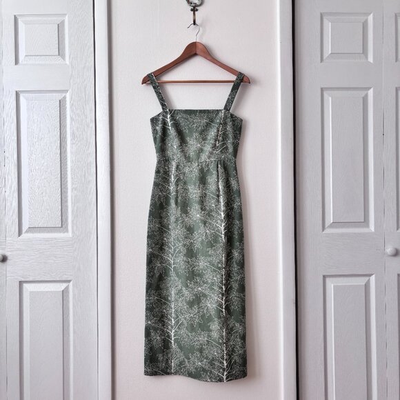 Coco Shop Long Slip Dress in Green Botanical Motif - Picture 6 of 8